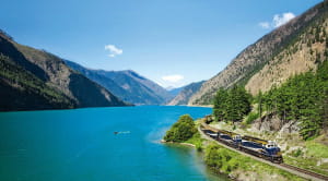 Tropical Sky holiday destinations: the Rocky Mountaineer train passes Seton Lake